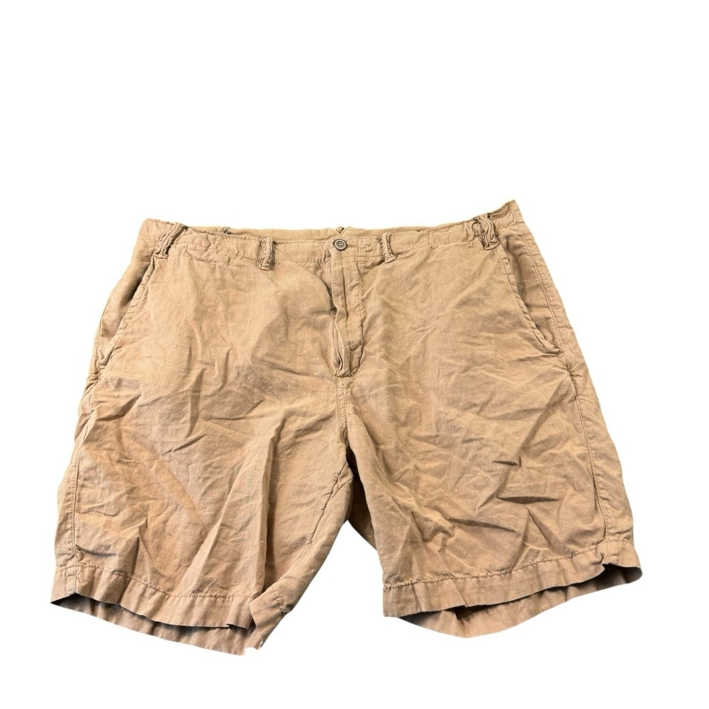 Polo Ralph Lauren Brown Linen Blend Flat Front Chino Mens Shorts Size 38
